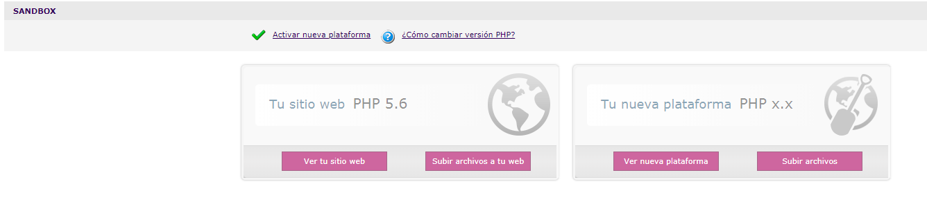 Panel de Control de Hosting - Cambio de versión PHP 2