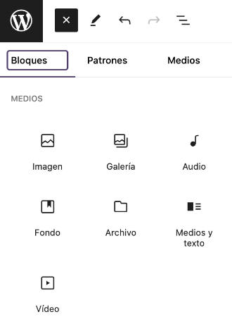 Navegación y elementos de Gutenberg en WordPress
