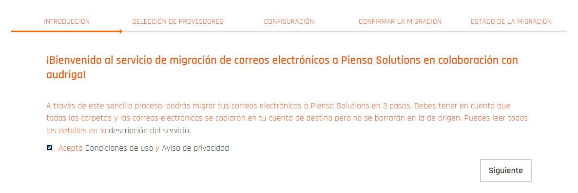 Captura de pantalla con la aceptación de la condiciones legales