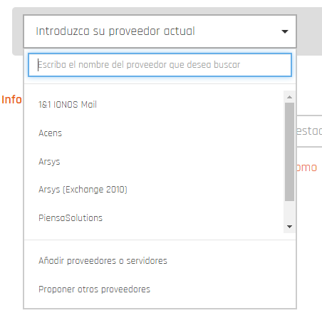 Captura de pantalla donde puedes añadir a tu proveedor de correo actual