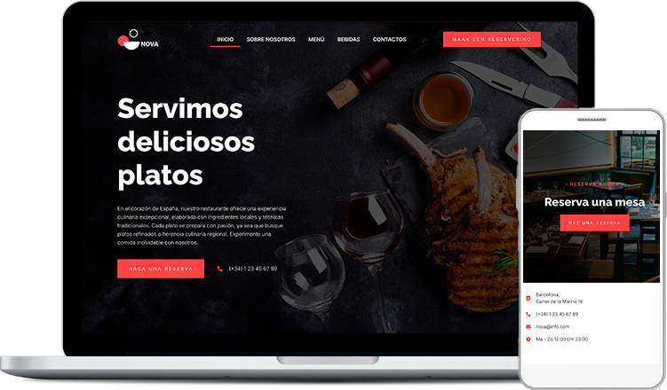 Captura de pantalla de cómo puede ser un diseño web para un restaurante que nuestros expertos te crearían