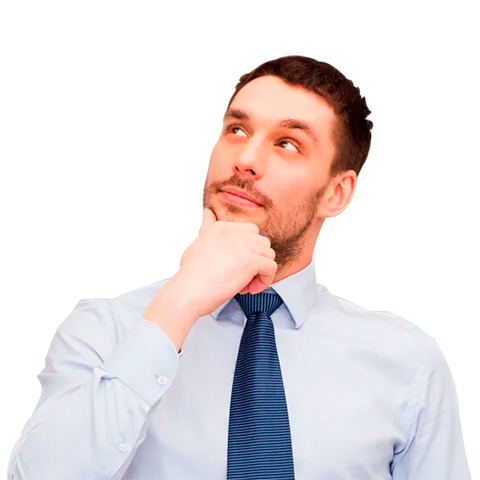 Hombre está seguro después de leer los avisos legales y las políticas de Piensa Solutions