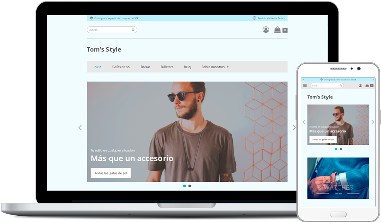 Ejemplo de diseño de Tienda Online de accesorios de moda