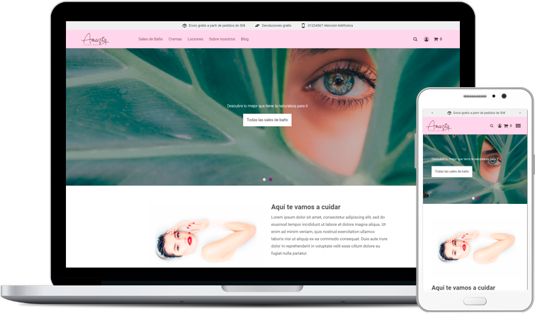 Ejemplo de diseño de Tienda Online de belleza