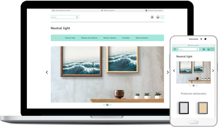 Ejemplo de diseño de Tienda Online de marcos para cuadros