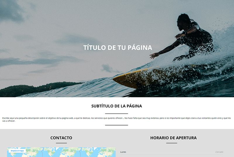 Ejemplo de cómo puede quedar la página de viajes con Web Sencilla