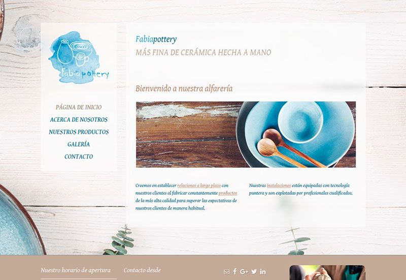 Ejemplo de diseño de página web de una tienda de cerámica que puedes hacer con Mi Página Web