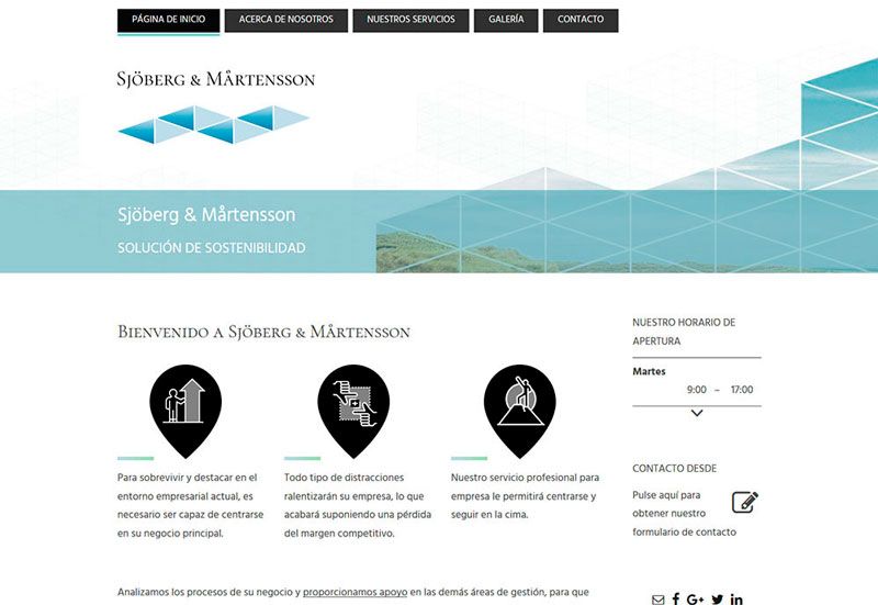 Ejemplo de diseño de página web de una empresa de sostenibilidad que puedes hacer con Mi Página Web