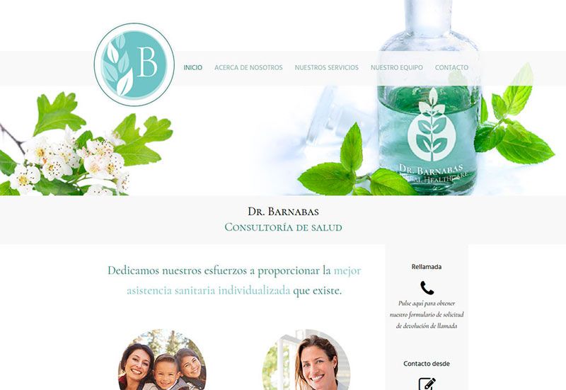 Ejemplo de diseño de página web de una consultoría de salud que puedes hacer con Mi Página Web