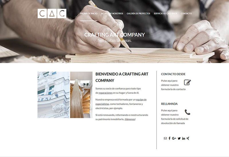 Ejemplo de diseño de página web de un estudio de arquitectura que puedes hacer con Mi Página Web