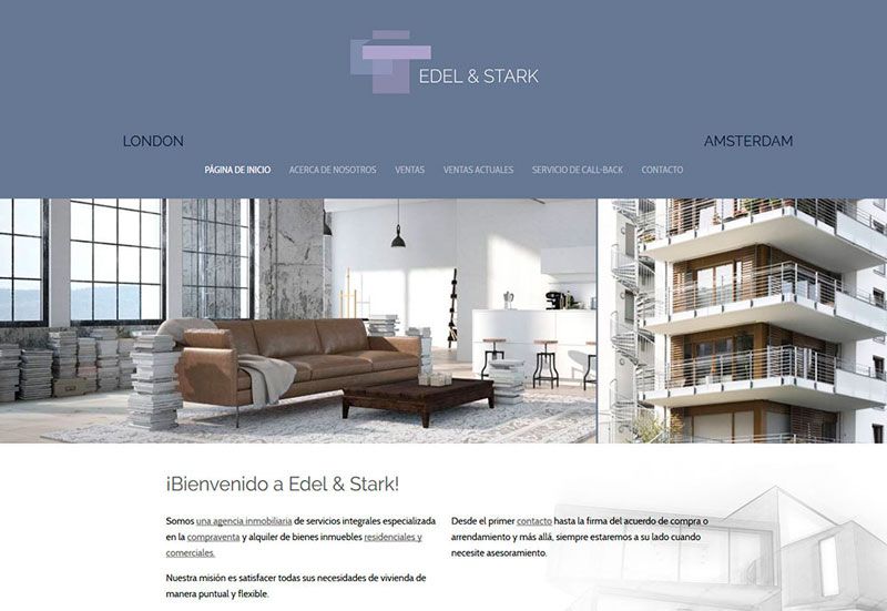 Ejemplo de diseño de página web de una inmobiliaria que puedes hacer con Mi Página Web