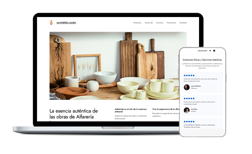 Ejemplo de diseño con WordPress de una web de alfarería